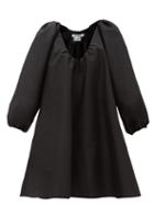 Matchesfashion.com Bernadette - George Gathered V-neck Taffeta Mini Dress - Womens - Black