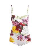 Matchesfashion.com Dolce & Gabbana - Ortensie Rose And Hydrangea Print Swimsuit - Womens - Multi