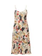 Matchesfashion.com Adriana Iglesias - Jadi Floral Print Silk Blend Satin Slip Dress - Womens - Nude Multi