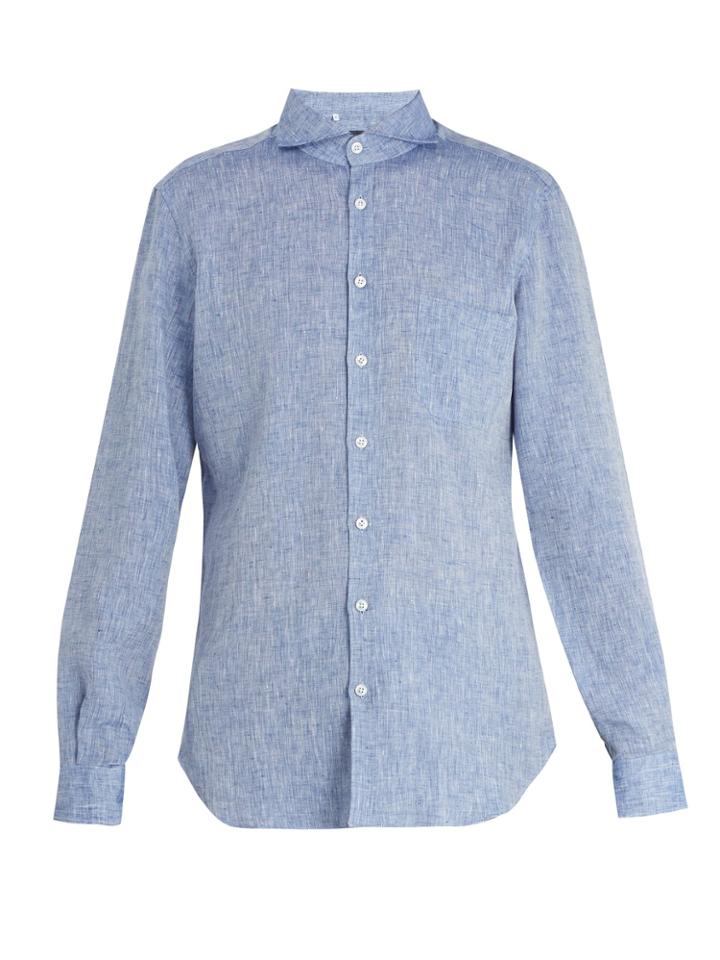 Thom Sweeney Patch-pocket Linen Shirt