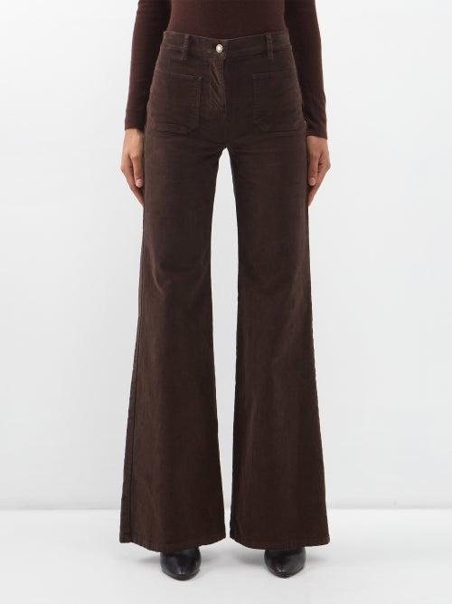 Nili Lotan - Florence Cotton-blend Corduroy Wide-leg Trousers - Womens - Dark Brown