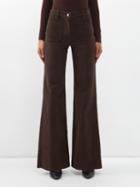 Nili Lotan - Florence Cotton-blend Corduroy Wide-leg Trousers - Womens - Dark Brown