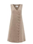 Ladies Beachwear Lisa Marie Fernandez - Scalloped Linen-blend Tweed Dress - Womens - Brown