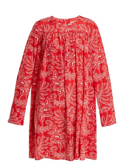 Matchesfashion.com Diane Von Furstenberg - Ullman Floral Print Silk Crepe De Chine Dress - Womens - Pink Print