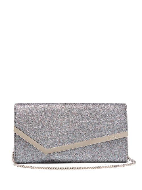 Matchesfashion.com Jimmy Choo - Emmie Glitter And Leather Clutch - Womens - Silver