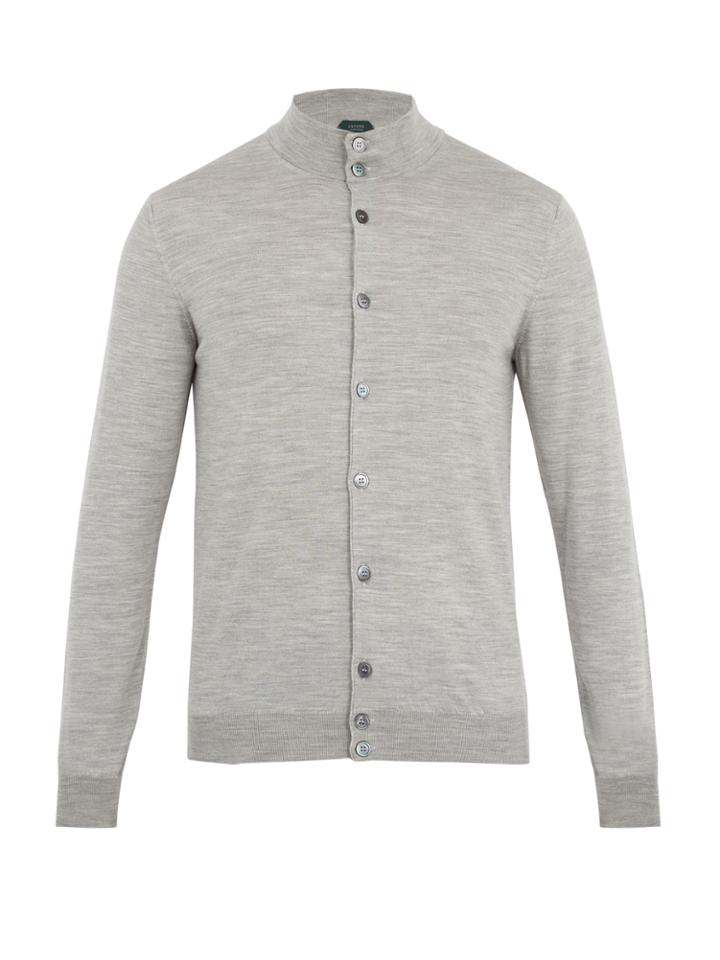 Zanone Stand-collar Wool-blend Cardigan