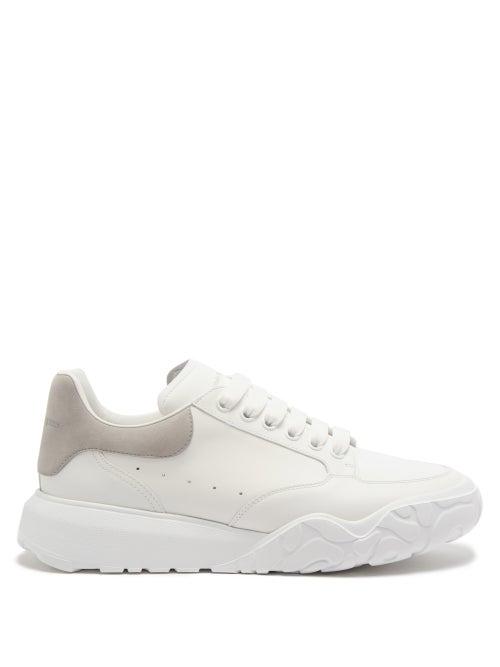 Alexander Mcqueen - New Court Raised-sole Leather Trainers - Mens - Grey White