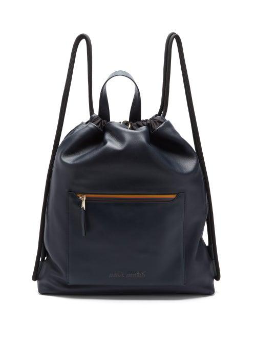 Matchesfashion.com Paul Smith - Logo-stripe Drawstring Leather Bag - Mens - Navy
