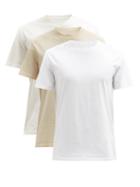 Matchesfashion.com Maison Margiela - Pack Of Three Four-stitches Cotton-jersey T-shirts - Mens - White