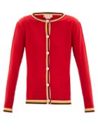 Matchesfashion.com Marni - Striped Wool Cardigan - Womens - Red