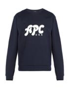 Matchesfashion.com A.p.c. - Gabe Logo Print Cotton Sweatshirt - Mens - Navy