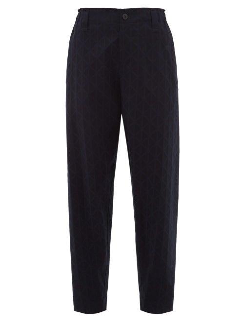 Matchesfashion.com Issey Miyake - Blink Geometric Print Pleated Trousers - Womens - Navy