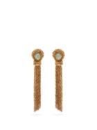 Matchesfashion.com Aurlie Bidermann - Mizuhiki Amazonite-embellished Drop Clip Earrings - Womens - Gold