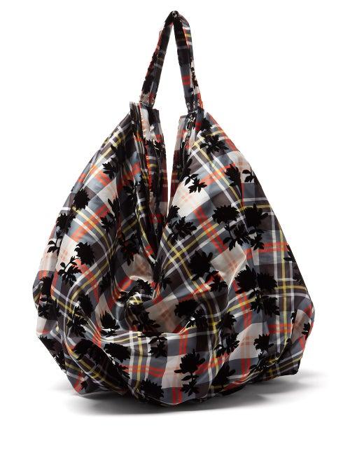 Matchesfashion.com Chopova Lowena - Floral-flock Checked-twill Shoulder Bag - Womens - Cream Multi