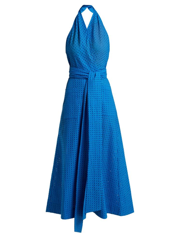 Three Graces London Annie Cotton Broderie-anglaise Halterneck Dress