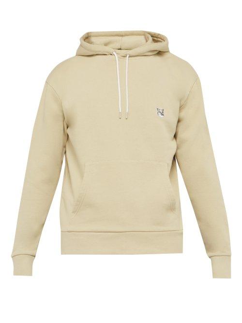 Matchesfashion.com Maison Kitsun - Fox Appliqu Cotton Hooded Sweatshirt - Mens - Beige