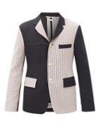 Matchesfashion.com Thom Browne - Single-breasted Bi-colour Wool-blend Jacket - Mens - Navy