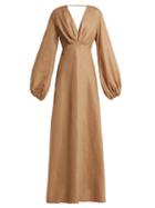 Matchesfashion.com Kalita - Utopia Balloon Sleeve Linen Maxi Dress - Womens - Nude