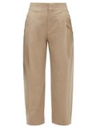 Matchesfashion.com Chlo - Pleated Virgin Wool Blend Cropped Trousers - Womens - Beige