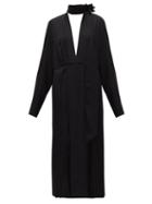 Matchesfashion.com Victoria Beckham - Pussy-bow Pleated Crepe Midi Dress - Womens - Black