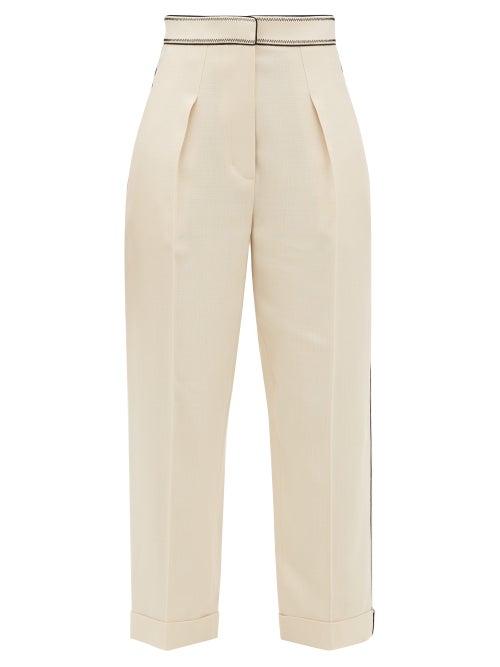 Matchesfashion.com Peter Pilotto - Pleated Grain-de-poudre Trousers - Womens - Ivory