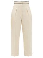 Matchesfashion.com Peter Pilotto - Pleated Grain-de-poudre Trousers - Womens - Ivory