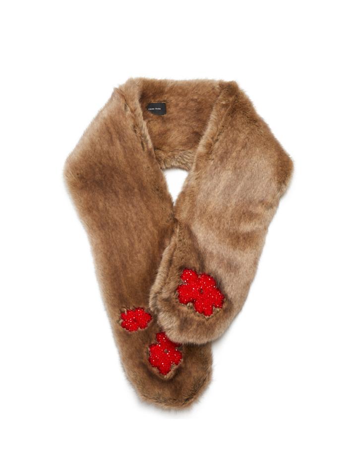 Simone Rocha Bead-embellished Faux-fur Scarf