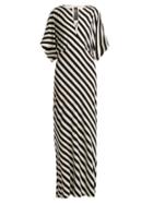 Matchesfashion.com Norma Kamali - Striped Jersey Dress - Womens - Black White 3/4 Str