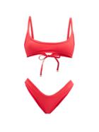 Matchesfashion.com The Attico - Scoop-neck Ribbed Bikini - Womens - Red