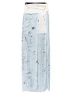 Ladies Rtw Omer Asim - Distressed-print Pleated Crepe Dress - Womens - Light Blue