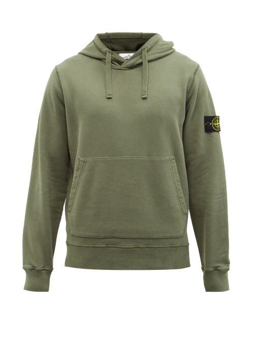 Stone Island - Logo-patch Cotton-jersey Hooded Sweatshirt - Mens - Green