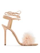 Matchesfashion.com Charlotte Olympia - Salsa Feather Embellished Suede Sandals - Womens - Nude