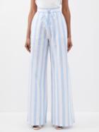 Evi Grintela - Lise Cotton Seersucker Trousers - Womens - Blue White