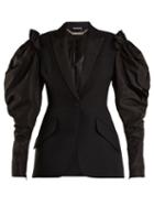 Matchesfashion.com Alexander Mcqueen - Contrast Sleeve Wool Blend Blazer - Womens - Black
