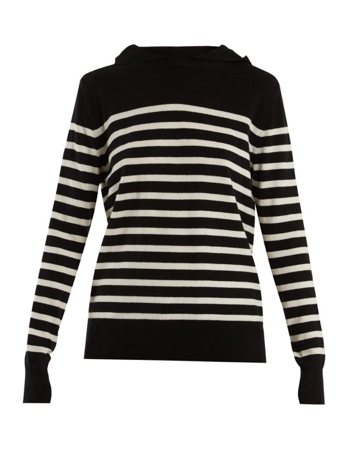 Saint Laurent Hooded Striped Cashmere Sweater