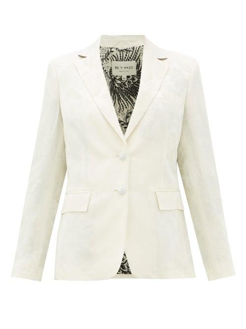 Matchesfashion.com Etro - Single-breasted Floral-jacquard Jacket - Womens - White