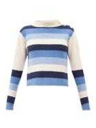 Matchesfashion.com Wales Bonner - Johnson Striped Wool Sweater - Womens - Blue White