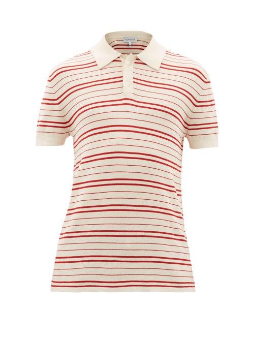 Matchesfashion.com Odyssee - Tk Riker Striped Cotton-knit Polo Shirt - Mens - Cream Multi