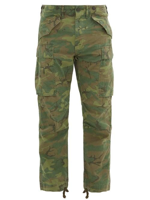 Matchesfashion.com Rrl - Regiment Camouflage-print Cotton Cargo Trousers - Mens - Green