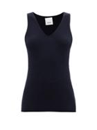 Allude - V-neck Cashmere Tank Top - Womens - Navy