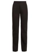 Matchesfashion.com Alexachung - Contrast Striped Straight Leg Wool Trousers - Womens - Black