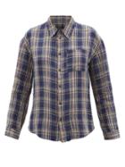 Matchesfashion.com A.p.c. - Boyfriend Plaid Linen Shirt - Womens - Navy