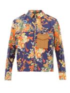 Matchesfashion.com Palm Angels - Contrast Chest-pocket Floral-print Cotton Shirt - Mens - Blue Multi