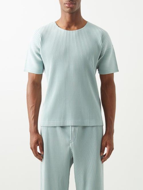 Homme Pliss Issey Miyake - Technical-pleated Jersey T-shirt - Mens - Blue
