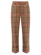 Matchesfashion.com Lanvin - Tartan Wool Wide Leg Trousers - Womens - Brown Multi