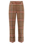 Matchesfashion.com Lanvin - Tartan Wool Wide Leg Trousers - Womens - Brown Multi