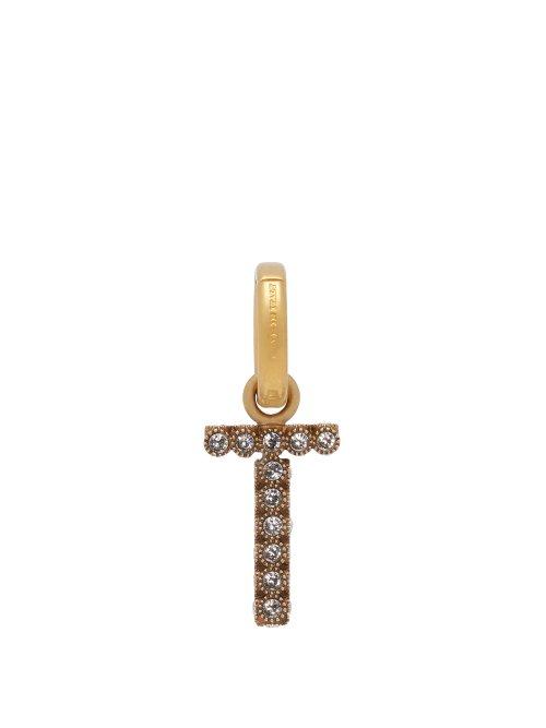 Matchesfashion.com Burberry - T Crystal Embellished Letter Charm - Womens - Crystal
