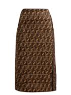 Matchesfashion.com Fendi - Logo Jacquard Stretch Pencil Skirt - Womens - Brown Multi