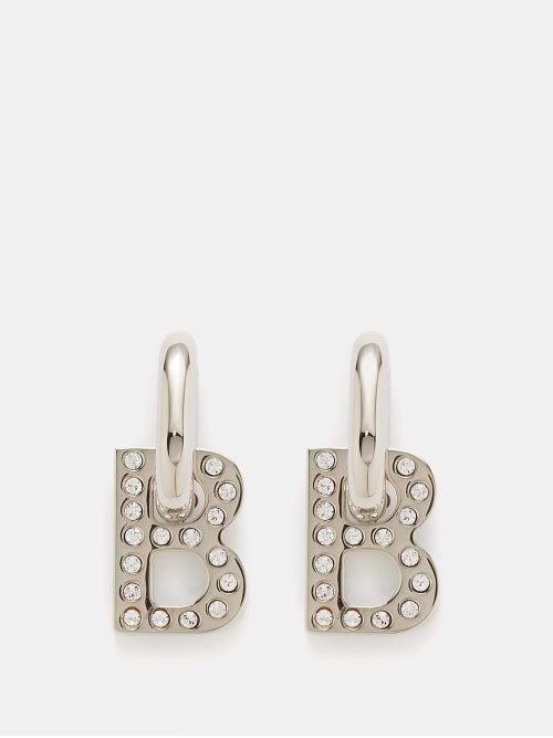 Balenciaga - B-charm Xs Crystal-embellished Hoop Earrings - Womens - Crystal