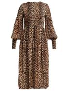 Matchesfashion.com Ganni - Mullin Leopard Print Georgette Midi Dress - Womens - Leopard